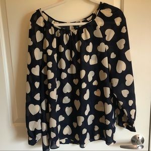 J Crew long sleeve heart blouse
